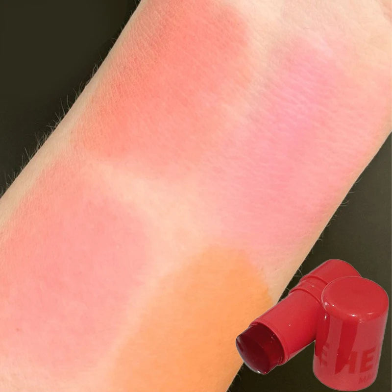 Strawberry Jelly Blush Stick Brighten Cheek Rouge Dual Use of Lips and Cheeks Blusher Waterproof Lasting Red Tint Cheek Color