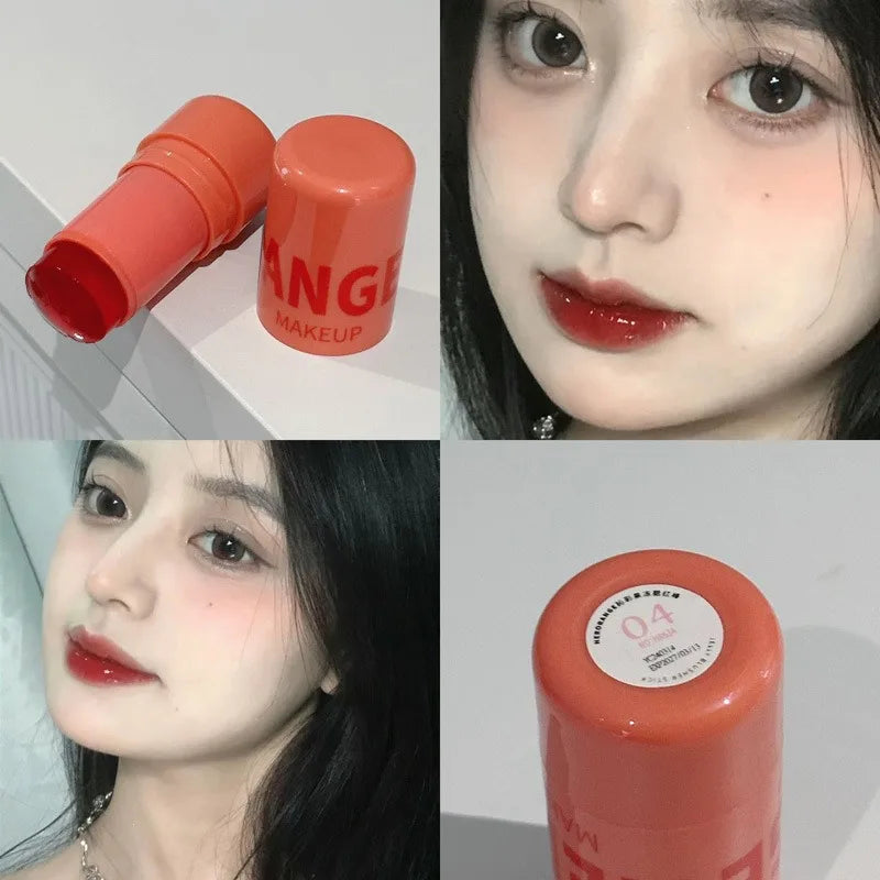 Strawberry Jelly Blush Stick Brighten Cheek Rouge Dual Use of Lips and Cheeks Blusher Waterproof Lasting Red Tint Cheek Color