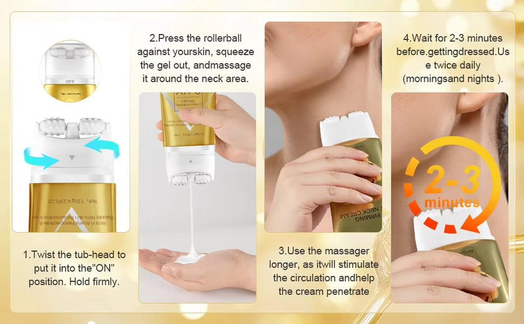 120G Roller Neck Cream Massage Better Absorb Lift Firm Turkey Neck in 28 Days with Firm Hexapept 8 Ah 8 Tighten Smooth Skin